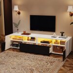 Meuble tv laqu� brillant 180x385x45cmledtable bassecommode tv2 tiroirs2 placards�tag�respour t�l�viseur ...