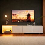 Meuble tv avec led et 3 tiroir meuble de salon 240 / 160x38x44 cm pousser - pour - ouvrir pour max 65 ...