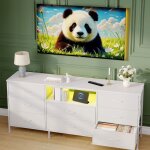 Armoire � chaussures avec 2 tiroirs rabattables meuble � chaussures �troite en rotin �tag�res r�glables ...