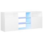 Meuble tv led blanc 120x30x50 cm - design contemporain - avec lumires led rvb