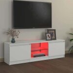 Meuble tv led - blanc brillant - 120x30x355 cm - salo - moderne meuble tv avec lumi�res led - blanc 120x30x36 ...