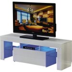 Meuble tv led borda - 130 x 34 x 45 cm - blanc laqué Meuble tv led borda - 130 x 34 x 45 cm - blanc laqué