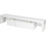 Meuble tv led laqu tina - 187. 5 x 34 x 38 cm - blanc