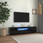 Meuble tv led noir 160x35x40 cm - contemporain - design