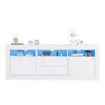 Meuble tv avec led et commande smart app - finition haute brillance - panneau de particules - 160 x 35 ...