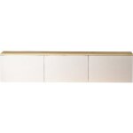 Meuble tv led suspendu 3 portes blanc & effet ch�ne 160 cm - eira