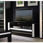 Meuble tv lina noir et blanc avec led ? 143 x 50 x 52 cm