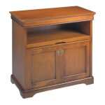 Meuble tv - louis philippe - 2 portes - plateau coulissant - bois massif - marron