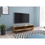 Meuble tv - lowboard a - 140 cm - effet chne wotan - banc tv table tv meuble de salon