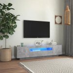 Meuble tv lpa® - contemporain - table tv hifi avec led - gris béton 160x35x40 cm Meuble tv lpa® - contemporain - table tv hifi avec led - gris béton 160x35x40 cm