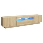 Meuble tv led chêne sonoma 180x35x40 cm - marron - contemporain - design - porte(s) et tiroir(s) Meuble tv led chêne sonoma 180x35x40 cm - marron - contemporain - design - porte(s) et tiroir(s)