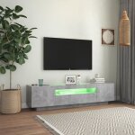 Meuble tv avec lumires led - dilwe - gris bton - 160x35x40 cm - contemporain - design