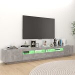 Meuble tv avec lumires led gris bton 260x35x40 cm - dilwe - contemporain - design - porte(s) et tiroir(s) ...