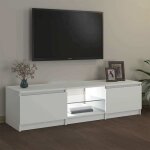 Meuble tv avec lumi�res led - wiens - 140x40x36 cm - blanc - �clairage led rvb - bois ding�nierie - verre ...