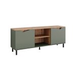 Meuble tv marelle 150x60cm avec 2 portes vert / ch�ne artisan vicco 57840