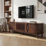 Meuble tv - meuble tv bois - marron - mdf - 3 portes