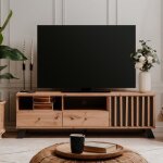 Meuble tv - medan - 1 porte + 2 tiroirs - chne artisan et anthracite