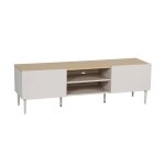 Meuble tv m�tal et d�cor bois 2 portes 140cm beige et naturel - ashton