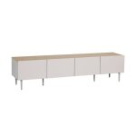 Meuble tv m�tal et d�cor bois 4 portes 180cm beige et naturel - ashton