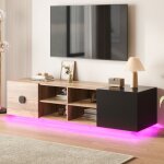 Meuble tv minimaliste avec compartiments ouverts et lumi�res led 16 couleurs meuble bas en bois porte ...