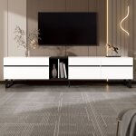 Meuble tv moderne 180 cm 2 compartiments 3 portes meuble tv de salon armoire tv buffet bas espace de ...