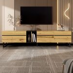 Meuble tv moderne 180 cm armoire tv 3 portes 2 compartiments meuble tv de salon buffet bas espace de ...