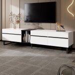 Meuble tv moderne 180 cm - meuble de salon avec portes et abattant table tv basse avec rangement int�gr� ...