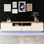 Meuble tv - marque - moderne 180 x 40 x 50 cm - 2 tiroirs - 2 étagères ouvertes - led colorées - blanc ... Meuble tv - marque - moderne 180 x 40 x 50 cm - 2 tiroirs - 2 étagères ouvertes - led colorées - blanc ...