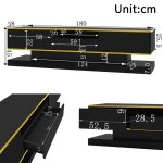 Meuble tv moderne - 180x38x45 cm - 3 tiroirs - �clairage led - noir - or