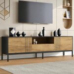 Meuble tv moderne 2 portes et 1 tiroir finition bois 170�35�50 cm meuble bas salon adapt� aux t�l�visions ...