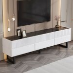 Meuble tv moderne avec 3 tiroirs meuble bas design classique en noir et blanc banc tv pour salon chambre ...