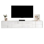 Meuble tv moderne blanc 170 cmsuspendu ou pos� au solavec 3 portes + 2 tiroirs - beaucoup despace de ...