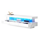 Meuble tv moderne avec led int�gr�e et contr�le via application banc tv avec compartiments en verre mdf ...