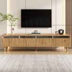 Meuble tv moderne en look bois 178 cm - 4 tiroirs rangement spacieux design minimaliste facile � monter ...
