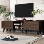 Meuble tv moderne - modernluxe - 1605x355x45 cm - 2 portes - 2 �tag�res ouvertes - aspect bois - marron ...