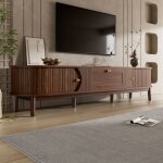 Meuble tv moderne - modernluxe - 170x395x38cm - 1 tiroir + 2 portes coulissantes - finition bois - mdf ...