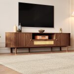 Meuble tv moderne - modernluxe - 175x36x51 cm - 1 tiroir en rotin - 2 portes - �tag�res ouvertes - plateau ...