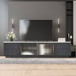 Meuble tv moderne - neche - 160 cm - dessus marbr� - 4 tiroirs � pression - porte coulissante - gris ...