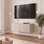 Meuble tv mural angel - avec led - 2 portes - 100x40x36 cm - cachemire