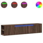 Meuble tv mural - ashata - bk3307960 - chne marron - led rgb - 180x31x395 cm