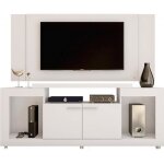 Meuble tv mural 55 pouces blanc - caemmum - meubles d appoint - sejour