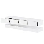 Meuble tv mural avec �clairage led et 2 armoires - 4 grands tiroirs design moderne mdf blanc 130�33�15 ...