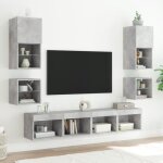 Meuble tv mural - estink - 2pcs - gris béton - bois dingénierie - Étagère en verre Meuble tv mural - estink - 2pcs - gris béton - bois dingénierie - Étagère en verre
