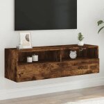 Meuble tv mural / flottante - usage int�rieur - vidaxl - design - classique ch�ne fum� 100x30x30cm - ...