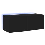 Meuble tv mural avec lumières led noir 80x35x31 cm - contemporain - design - 2 portes Meuble tv mural avec lumières led noir 80x35x31 cm - contemporain - design - 2 portes