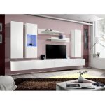 Meuble tv mural suspendu fly e5 blanc - price factory - banc tv 160x30x40cm - led - 5 portes