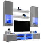 Meuble tv mural vida extreme furniture - led bleues - gris brillant & blanc - façades en brillant - l200cmxh19 ... Meuble tv mural vida extreme furniture - led bleues - gris brillant & blanc - façades en brillant - l200cmxh19 ...