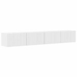 Meuble tv mural - vidaxl - blanc brillant - 60x31x29. 5 cm - 2 pi�ces - bois ding�nierie - 4 �tag�res ...