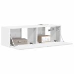 Meuble tv mural - vidaxl - blanc brillant - 98x31x29. 5 cm - bois ding�nierie - porte � charni�re pivotante ...