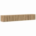Meuble tv mural - vidaxl - ch�ne artisan - 98x31x29. 5 cm - 2 pi�ces - bois ding�nierie - portes � charni�re ...
